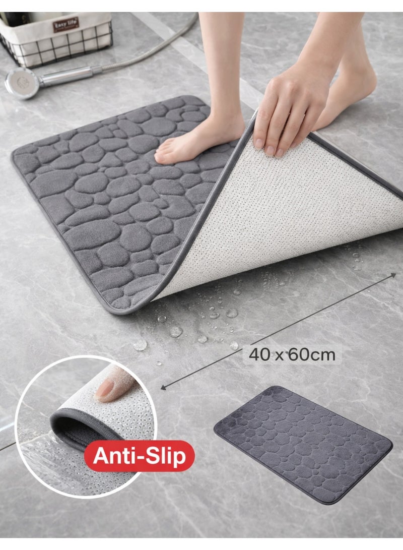 F.A.M.S Ultra Absorbent Bathroom Mat 40 x 60 cm – Non-Slip Soft Bath Rug, Quick Dry Water Absorbing Floor Mat, Anti-Skid Shower Mat for Bathroom, Kitchen & Home Use - Image 1