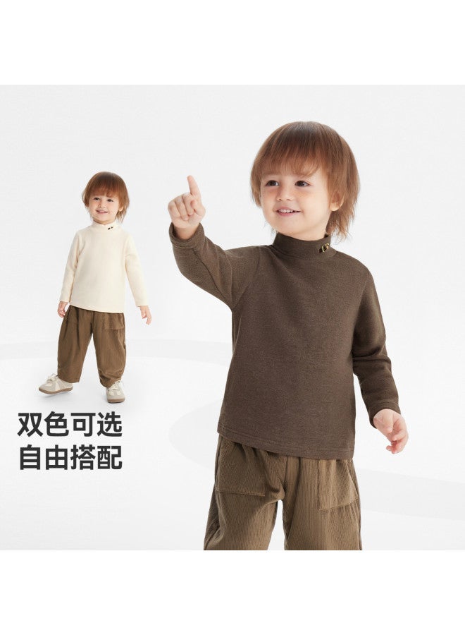 Heating] Baby Base Layer Shirt Autumn Winter Boys T-shirt Long Sleeve Warm Top Half High Neck Children's Girls Casual - Image 4