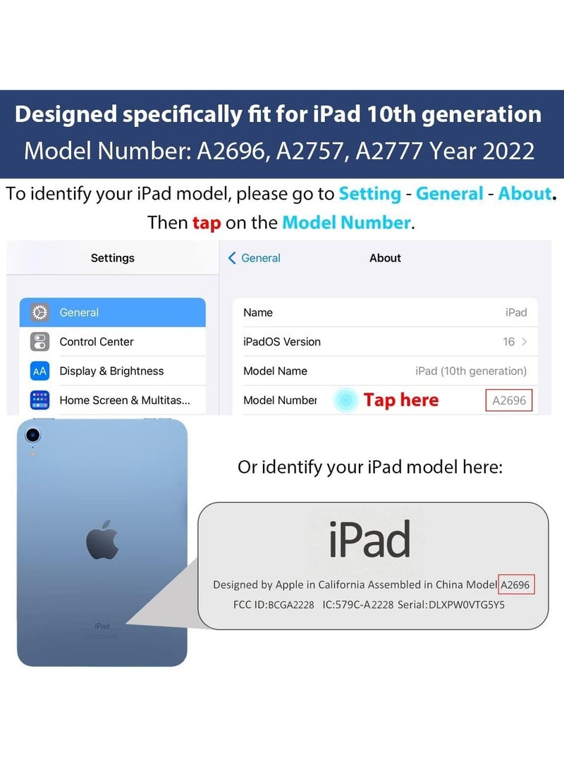 ELTRAZONE Smart Auto Wake/Sleep Cover with Built-in Pencil Holder - Trifold Case for Apple iPad 10th Generation (Model A2696 A2757) - Black - Image 2
