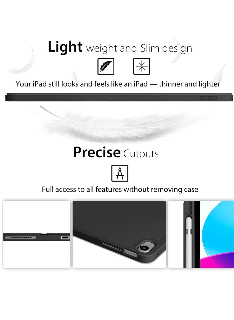 ELTRAZONE Smart Auto Wake/Sleep Cover with Built-in Pencil Holder - Trifold Case for Apple iPad 10th Generation (Model A2696 A2757) - Black - Image 4