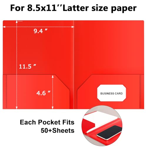 HABGP Plastic Folders with Pockets, 6 Color Heavy Duty Two Pocket Folder Business Card Holder for Office High School - Image 2