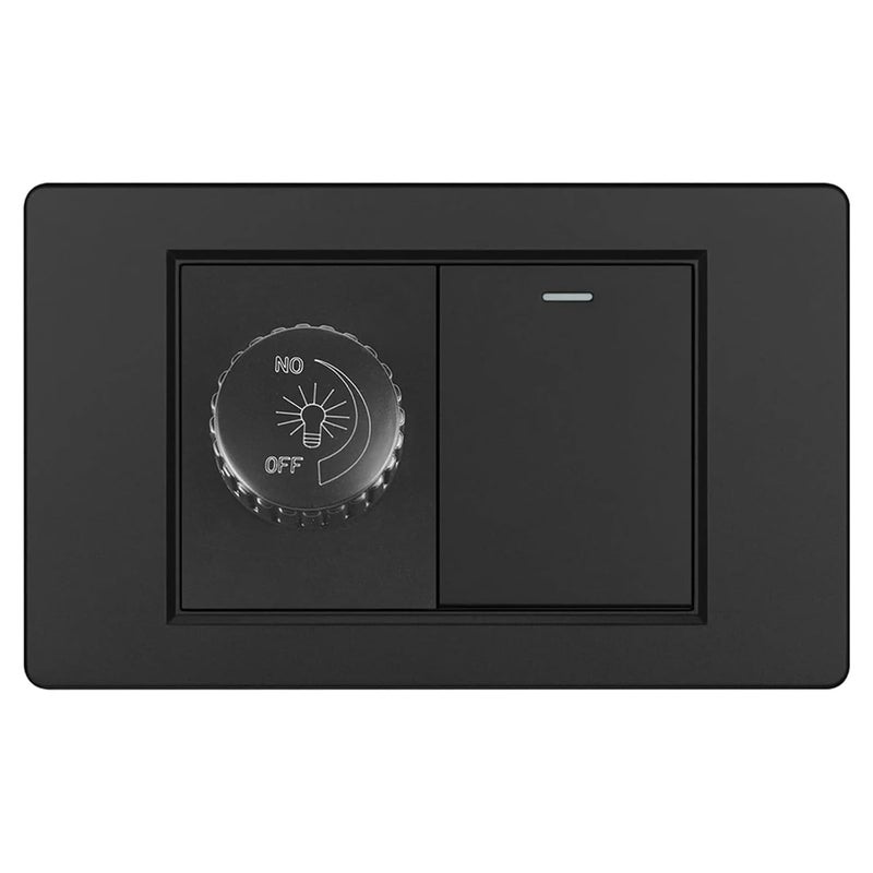 مفتاح تخفيف الإضاءة 1 فتحة أسود ثنائي الاتجاه زر طاقة حائط لوحة بلاستيكية للمنزل 220 فولت - Image 2