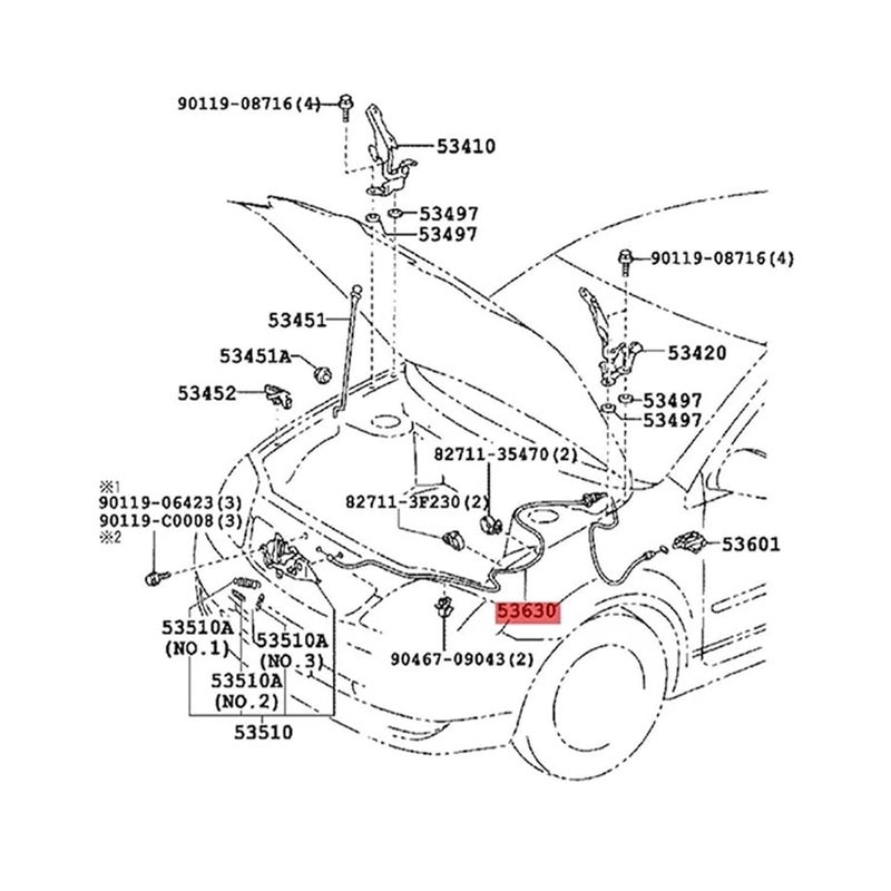 Wivplex Engine Hood Lock Latch Release Cable for Toyota - Image 2