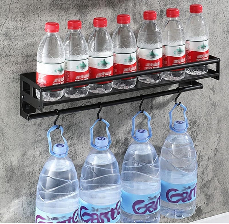 EigPluy Hook Rack for Kitchen Utensils, Adhesive/Drilling, 2-Way Install, Kitchen Hook Rack with 8 Hooks, 40 cm Wall Mounted Kitchen Utensil Organiser Rack - Image 4
