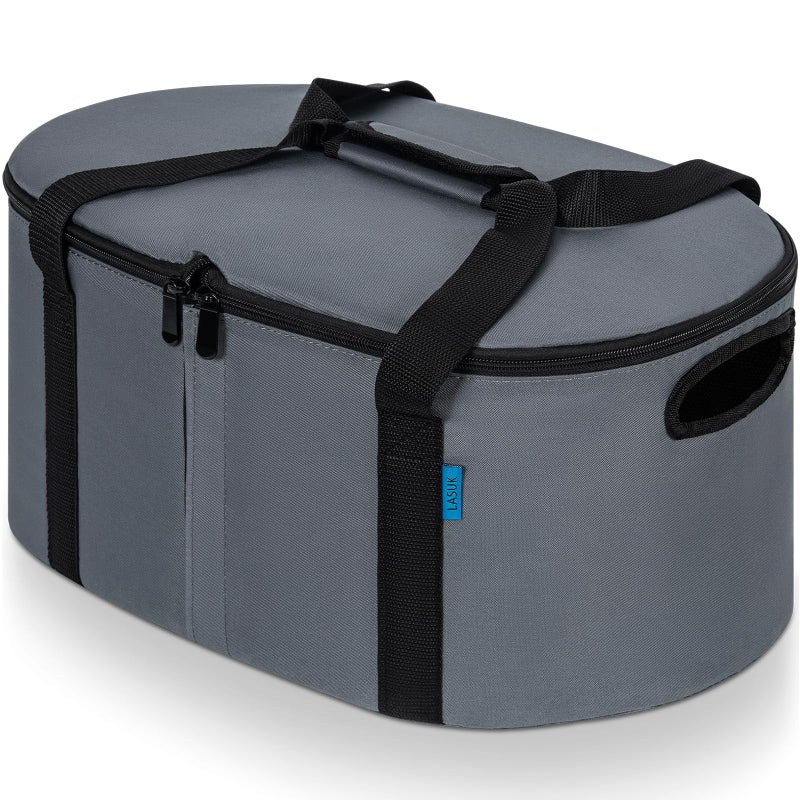 LASUK Portable Slow Cooker Travel Bag Isulated Carrier Case Tote for 48 Quart Crock Carrier Compatible with Else Brands Internal Mesh Net Holds Pot in Place For Travel Outdoor Picnic Grey - Image 2