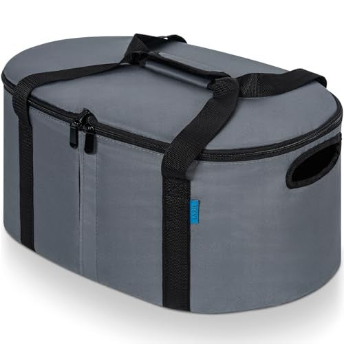 LASUK Portable Slow Cooker Travel Bag Isulated Carrier Case Tote for 48 Quart Crock Carrier Compatible with Else Brands Internal Mesh Net Holds Pot in Place For Travel Outdoor Picnic Grey - Image 1