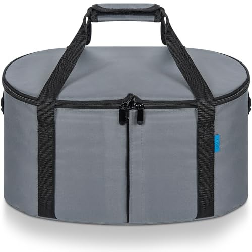 LASUK Portable Slow Cooker Travel Bag Isulated Carrier Case Tote for 48 Quart Crock Carrier Compatible with Else Brands Internal Mesh Net Holds Pot in Place For Travel Outdoor Picnic Grey - Image 3
