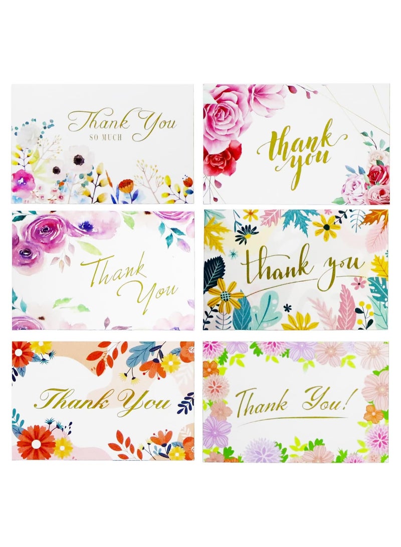 SOLARAE Floral Thank You Cards Multipack - 12 Elegant Designs for Teachers, Colorful Blank Inside Greeting Cards, Perfect for Expressing Gratitude (12PCS) - Image 1