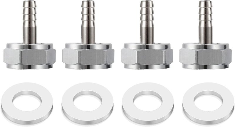 MRbrew Keg Coupler Barb Connector, 4 PCS Homebrew Kegerator Sankey Couplers O.D 1/4'' Chrome-Plated Brass Liquid Beer Line Tailpiece Nipple Fitting with Sealing Gasket Washer and G 5/8 Thread Hex Nut - Image 1
