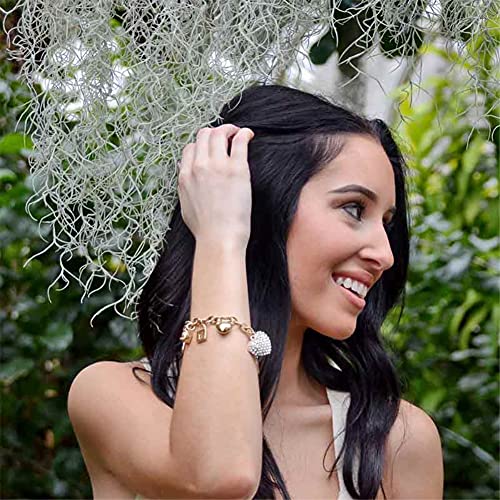 SILANER Gold Chain Link Bracelet - 7"+ 2" Extender 14K Gold Plated Love Locked Bracelets for Women, with Crystal, Love Heart,Key, Lock, Charm Bracelet - Image 4