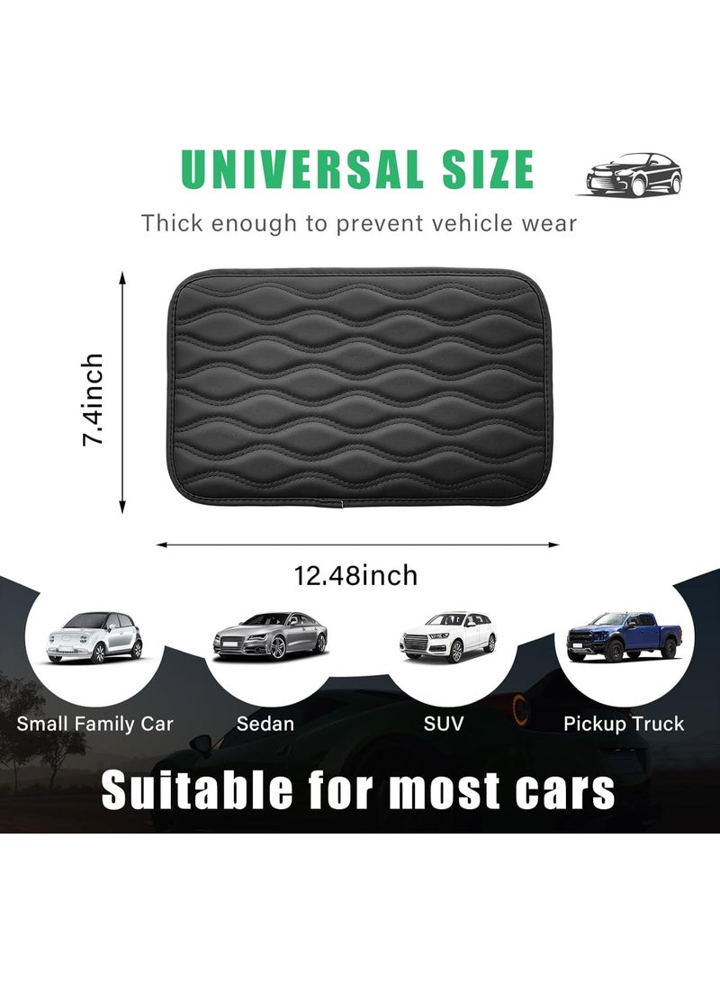 Car Center Console Pad, Waterproof Auto Armrest Seat Box Cover, PU Leather Arm Rest Protector Cushion Pad, Universal Vehicle Interior Protection Accessories for Car SUV (Black) - Image 2