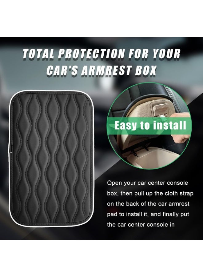 Car Center Console Pad, Waterproof Auto Armrest Seat Box Cover, PU Leather Arm Rest Protector Cushion Pad, Universal Vehicle Interior Protection Accessories for Car SUV (Black) - Image 5
