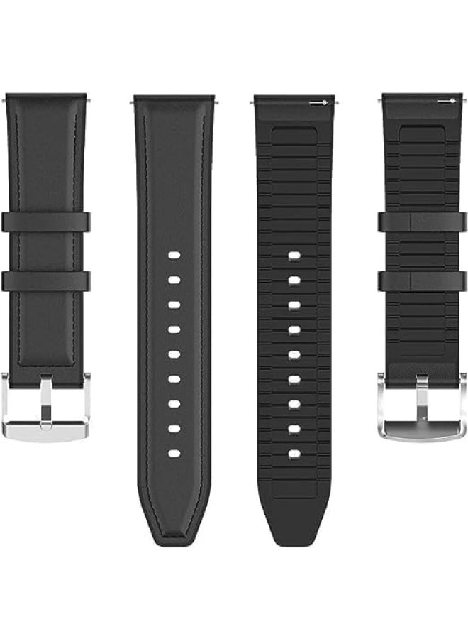 Leather Band Compatible for Huawei Watch Fit 4 / Fit 4 Pro/Fit 3 Replacement Bands, Genuine Adjustable Wrist Strap Bands Smartwatch (Black) - Image 3