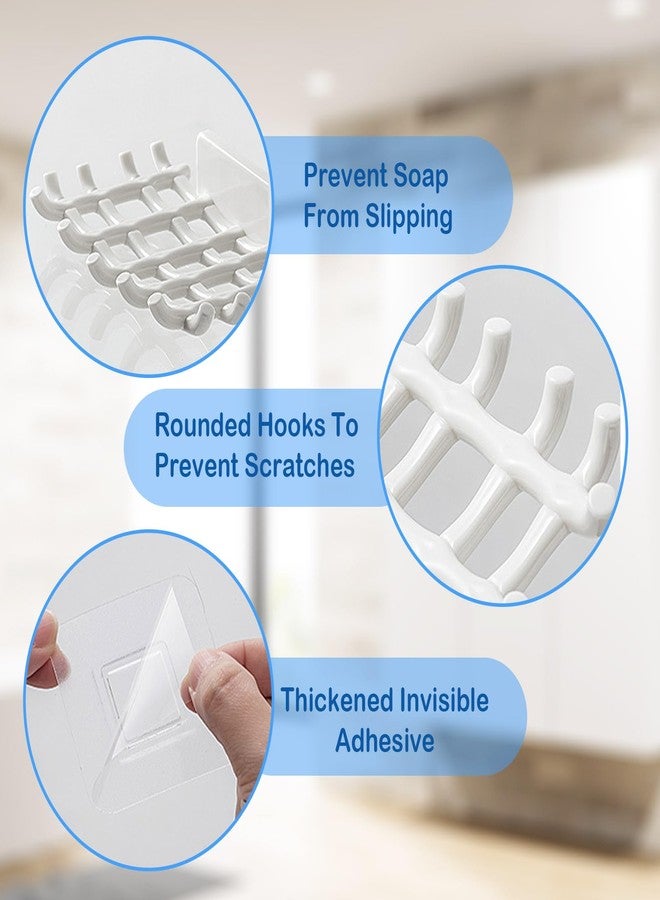 EOREA 2 Pack Black Soap Bar Holder for Shower Wall - Self Draining Soap Dish with Hooks - No Drilling Waterproof Adhesive Wall Mounted Dish for Bathtub Kitchen Sink (Black) - Image 3