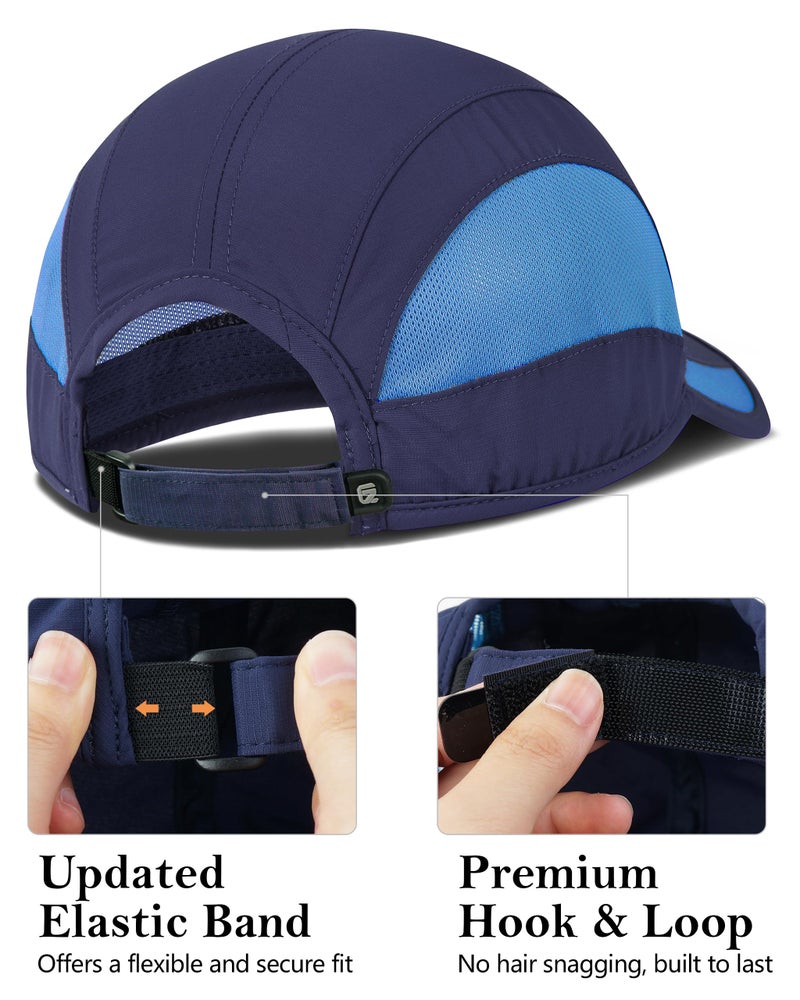 GADIEMKENSD Outdoor Running Hat Men's Cooling UPF50+ Womens Baseball Cap Sport Mesh Sun Hat Trucker Dad Hats Quick Dry Breathable Unstructured for Summer Camping Fishing Hiking Navy S/M 6 7/8-7 1/4 - Image 3