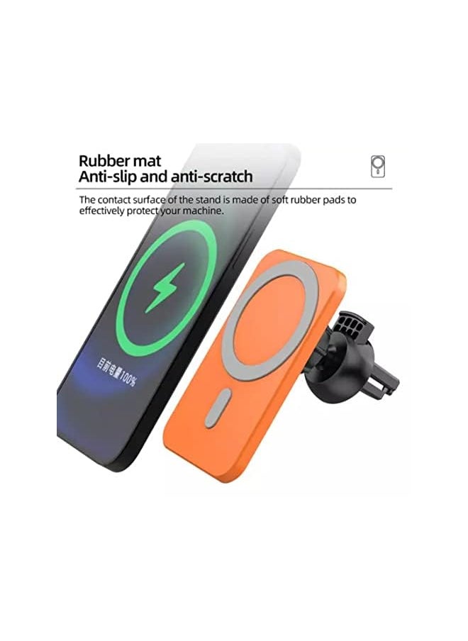 PROMASS - A.S Qi15W Magnetic car Wireless Charger Charging Pad Phone Holder Magnet compatible For iphone14 13 12 magsafe 15W Fast Car Wireless Charger. (White) - Image 1
