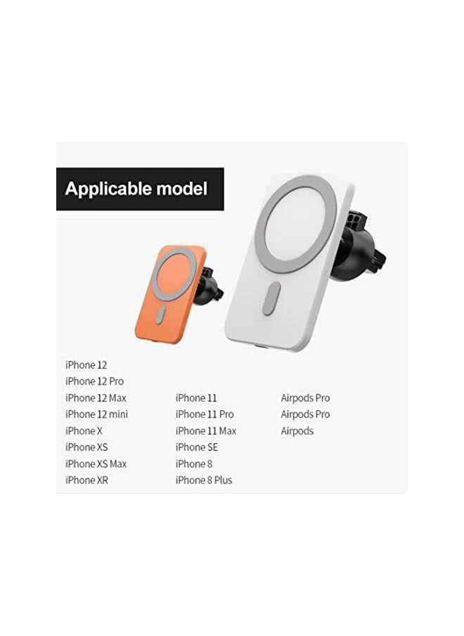 PROMASS - A.S Qi15W Magnetic car Wireless Charger Charging Pad Phone Holder Magnet compatible For iphone14 13 12 magsafe 15W Fast Car Wireless Charger. (White) - Image 1