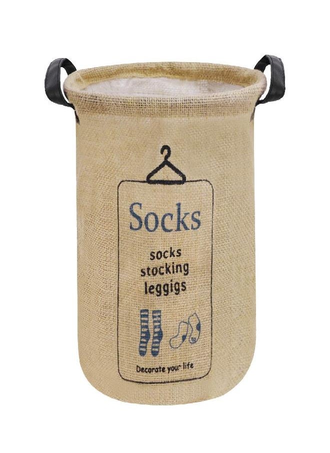 Fakeface Pop-up Laundry Hampers Waterproof Cotton Linen Foldable Round Storage Bucket Organizer Dirty Clothes Shoes Basket Holder Baby's Toys Collection Box Closet Bin+3 Handles  - Image 1