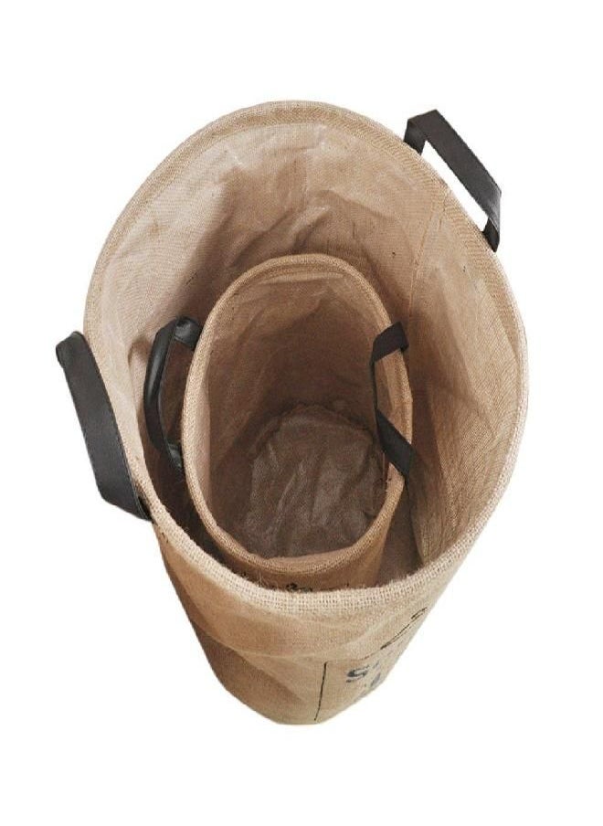 Fakeface Pop-up Laundry Hampers Waterproof Cotton Linen Foldable Round Storage Bucket Organizer Dirty Clothes Shoes Basket Holder Baby's Toys Collection Box Closet Bin+3 Handles  - Image 4