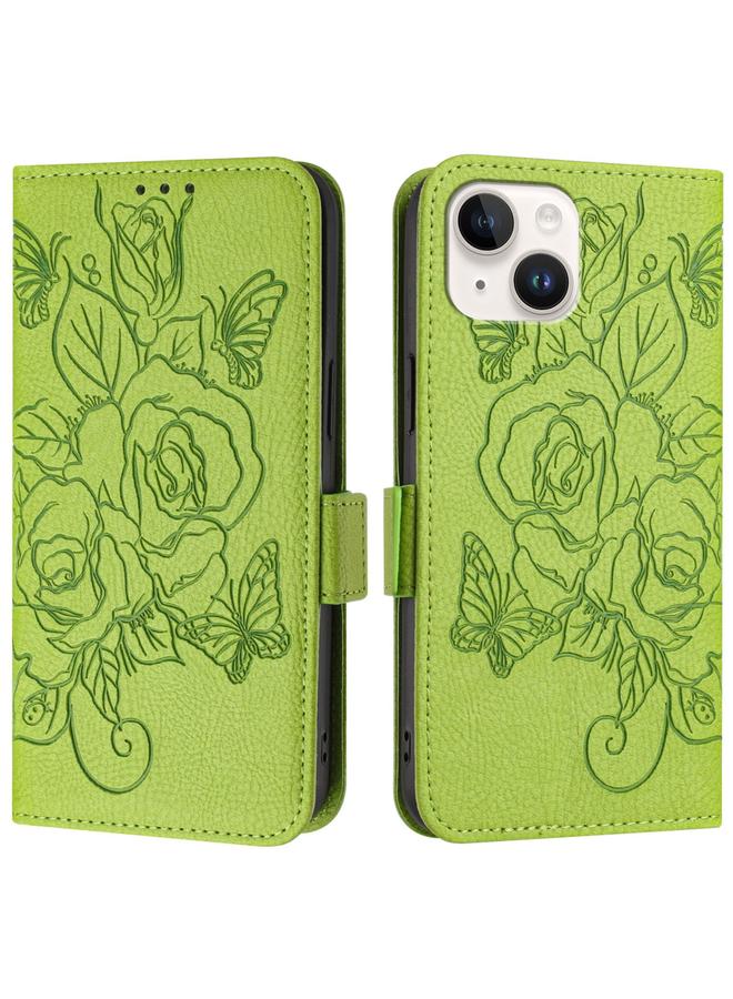 S-TOP Case For iPhone 15 Plus Embossed Rose RFID Anti-theft Leather Phone Case - Image 2