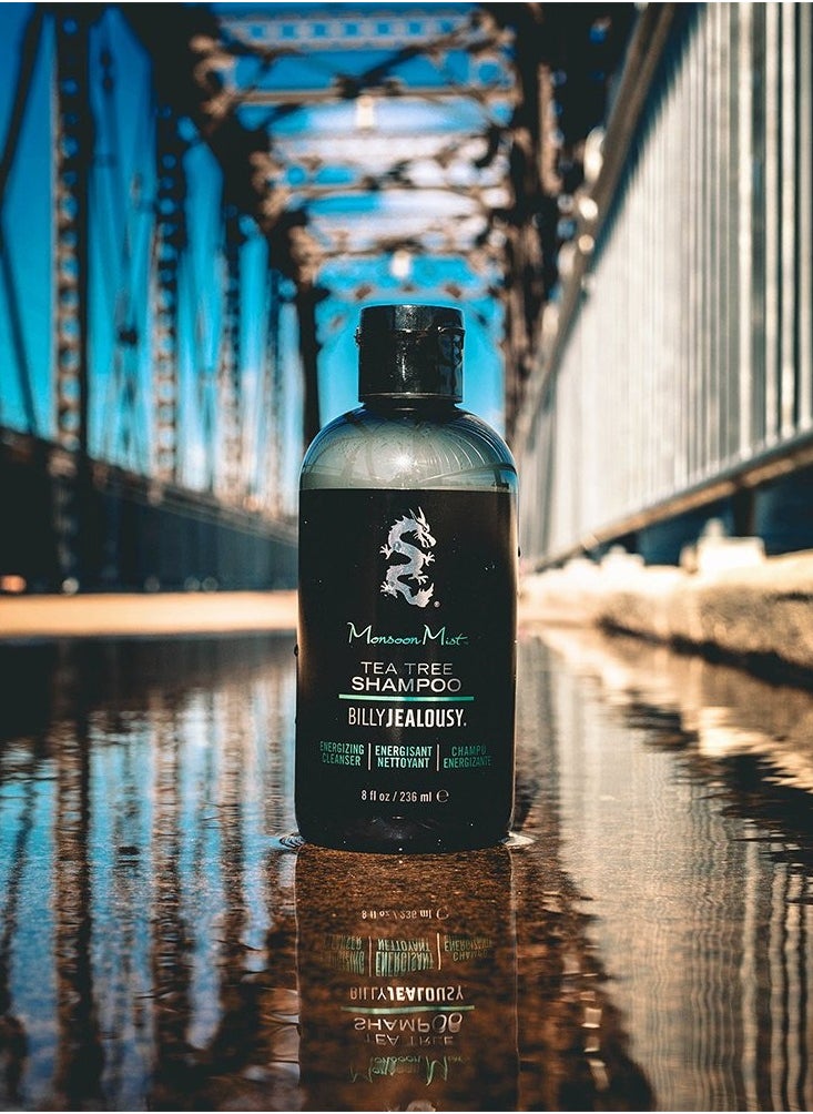 Billy Jealousy Billy Jealousy Monsoon Mist Tea Tree Energizing Men's Shampoo with Peppermint & Rosemary, Removes Oil Build-up and Soothes Scalp Itch & Irritation, 8 Oz.  - Image 2