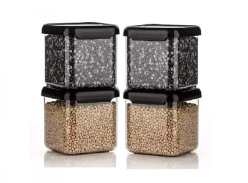 Entisia Plastic Food Storage Container Set with Airtight Lids - Transparent, Stackable & Airtight Kitchen Container Set - Use For Dry Food, Grains & Spices - Space-Saving Kitchen Storage (500ml, 4Pcs) - Image 4