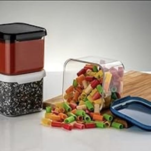 Entisia Plastic Food Storage Container Set with Airtight Lids - Transparent, Stackable & Airtight Kitchen Container Set - Use For Dry Food, Grains & Spices - Space-Saving Kitchen Storage (500ml, 4Pcs) - Image 2
