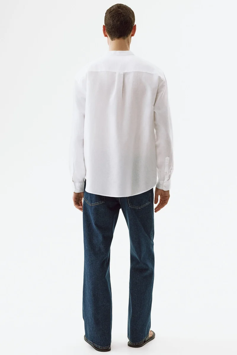 H&M  Relaxed Fit Linen-blend shirt for Men | Best Price UAE