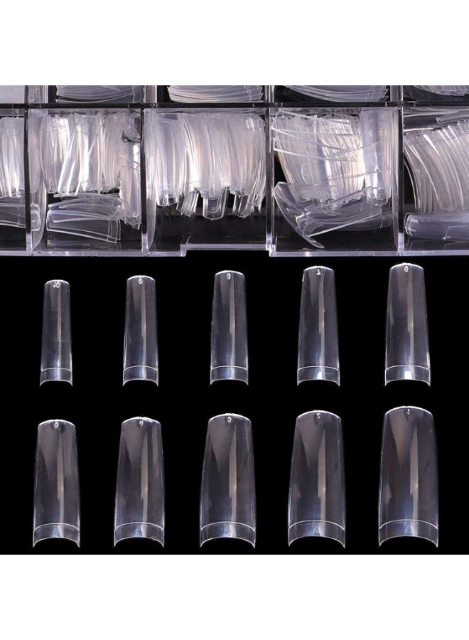 Half Cover Nail Tips for Acrylic Extensions – 500pcs Clear, Flexible & Sturdy False Nails, No Snapping, Strong Hold, Easy to Shape, 10 Sizes Press On Nails Fake Nails - Image 1