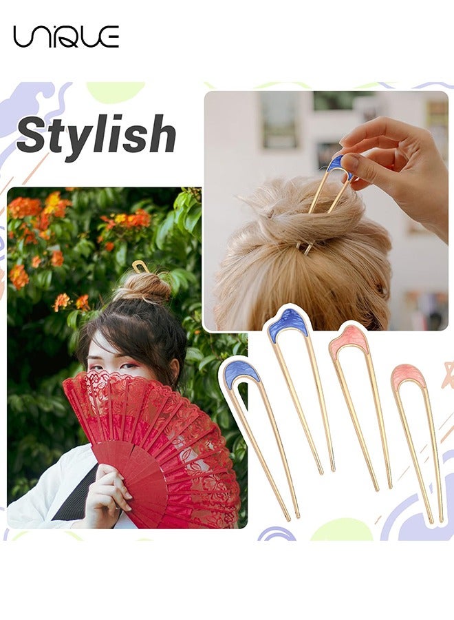 يونيك دبابيس الشعر للنساء ، 4 قطع مقاطع شعر على شكل حرف U ، عصي شعر معدنية عتيقة دبوس الشعر الفرنسي تسريحة الشعر شينيون للنساء شوكة شعر الفتيات للشعر المتوسط الكثيف - Image 5