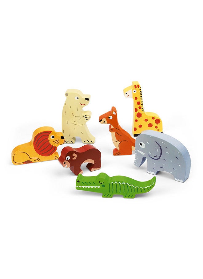 Janod - Janod Wooden Puzzle Zoo Chunky 7-Pieces - Image 1
