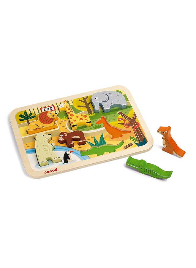 Janod - Janod Wooden Puzzle Zoo Chunky 7-Pieces - Image 1