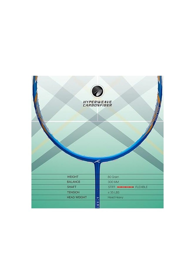 Li-Ning Air Force 79 G3 Carbon Graphite Badminton Racquet – Unstrung, Lightweight Aerodynamic Design with Free Full-Cover (Charcoal/Grey/Blue)