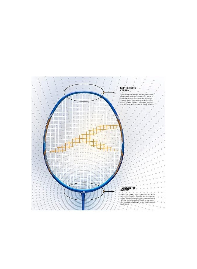 Li-Ning Air Force 79 G3 Carbon Graphite Badminton Racquet – Unstrung, Lightweight Aerodynamic Design with Free Full-Cover (Charcoal/Grey/Blue)