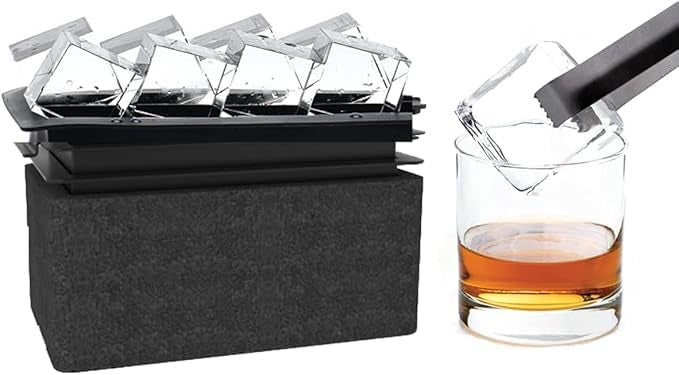 LEMONSODA LEMONSODA Crystal Clear Ice Cube Maker Tray  Makes 8 2 Square Ice Cubes Mold for Whiskey Scotch and Cocktails  Premium Packaging 