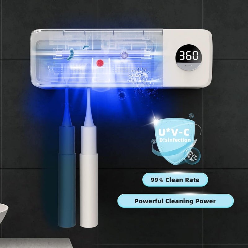 AuntyFey Sanitizeri Toothbrush Cleaner, 2000mAh Rechargeable Cordless Wall Mounted Toothbrush Holders for Bathroom - Image 2