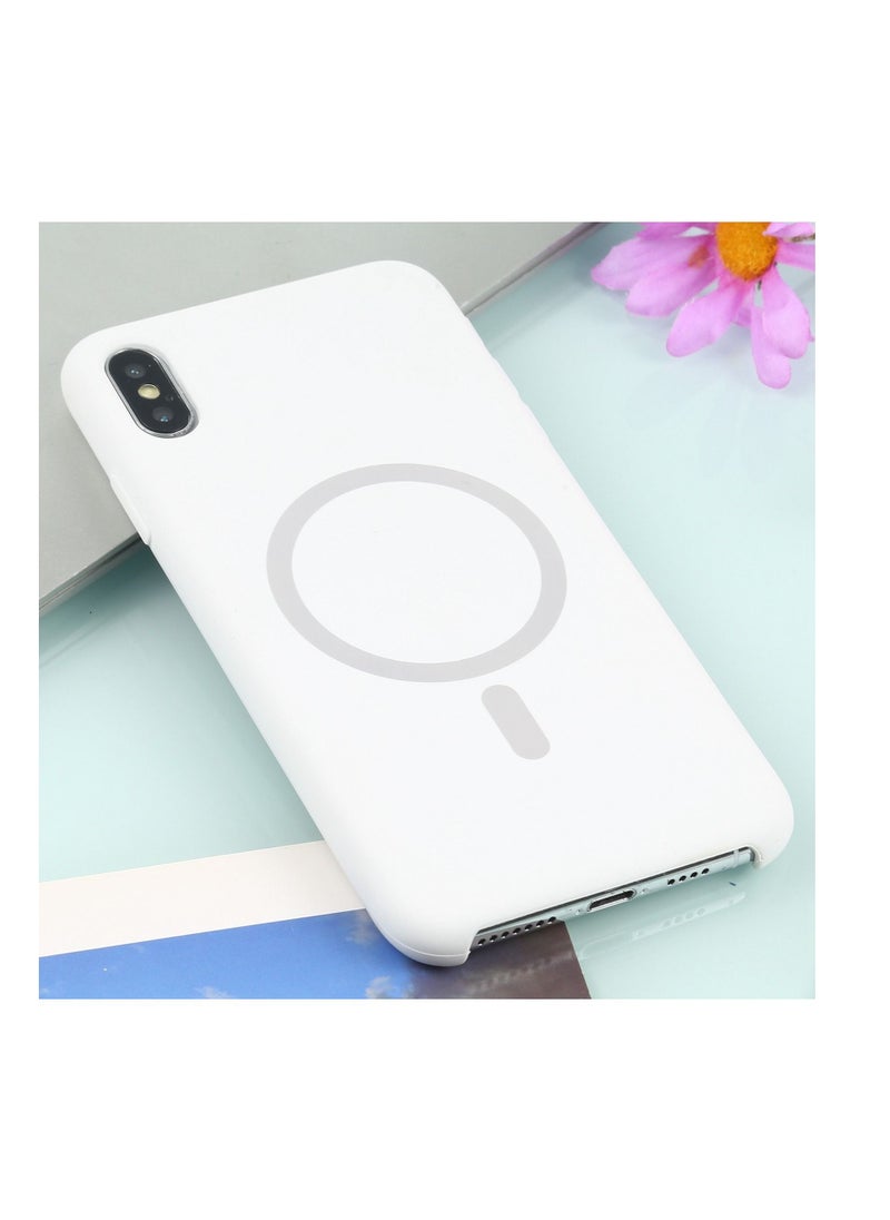 Generic Silicone back cover MagSafe compatible with iPhone Xs max White  - Image 2