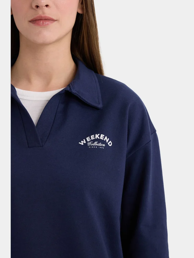 DeFacto DeFacto Women Solid Navy Blue Sweatshirt