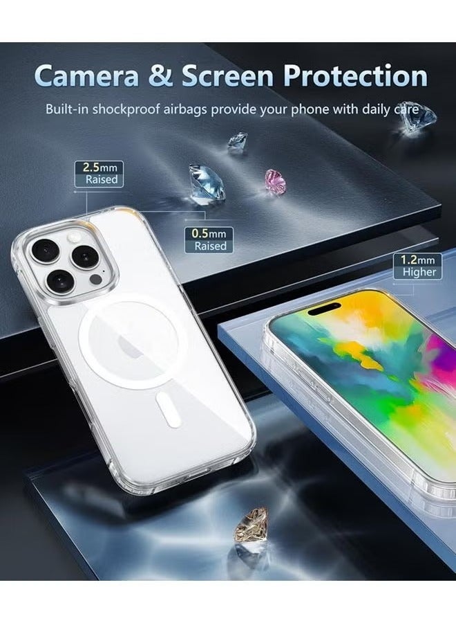 JAJEEK Magnetic Case for iPhone 16 Pro Max | MagSafe Compatible with Tempered Glass Screen Protector & Camera Protector | Drop Protection Clear Cover | Shockproof, Slim Design - Image 2