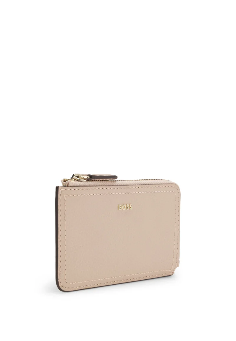 BOSS Grained-leather card holder with logo lettering