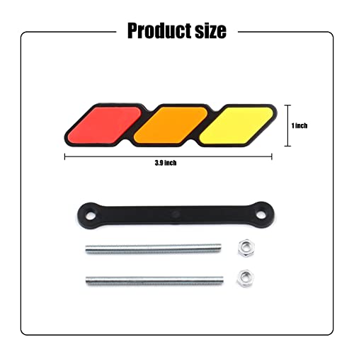 Gseigvee 1 Pack Car Grille Decor Badge, 4.7In x 0.98In Tri Color Diamond-Shaped Logo, Center Mesh Sign, Compatible with Toyota 4Runner Tacoma Tundra & Other Car Slotted Grille (Yellow, Orange, Red) - Image 2
