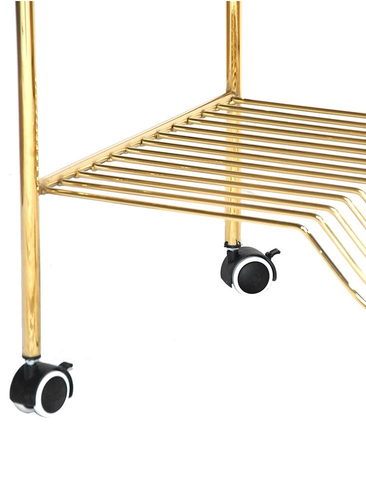 Serving trolley 2 rotors of glass and gold steel