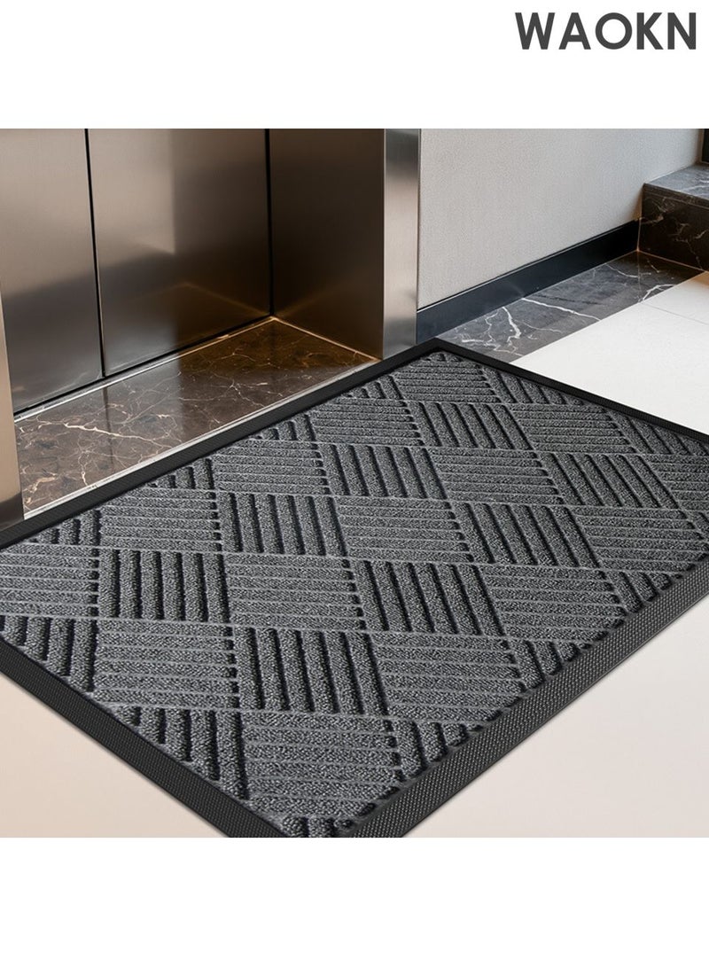 WAOKN Outdoor Door Mats , Entry Mat Carpet with Rubber Anti-Slip Footpads , Dirt Trapping Rugs for Entryway , Scraping sand and dust, resistant to dirt and wear, quick drying with water absorption ,Grey ,90cm*60cm . - Image 3