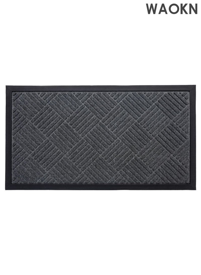 WAOKN Outdoor Door Mats , Entry Mat Carpet with Rubber Anti-Slip Footpads , Dirt Trapping Rugs for Entryway , Scraping sand and dust, resistant to dirt and wear, quick drying with water absorption ,Grey ,90cm*60cm . - Image 1
