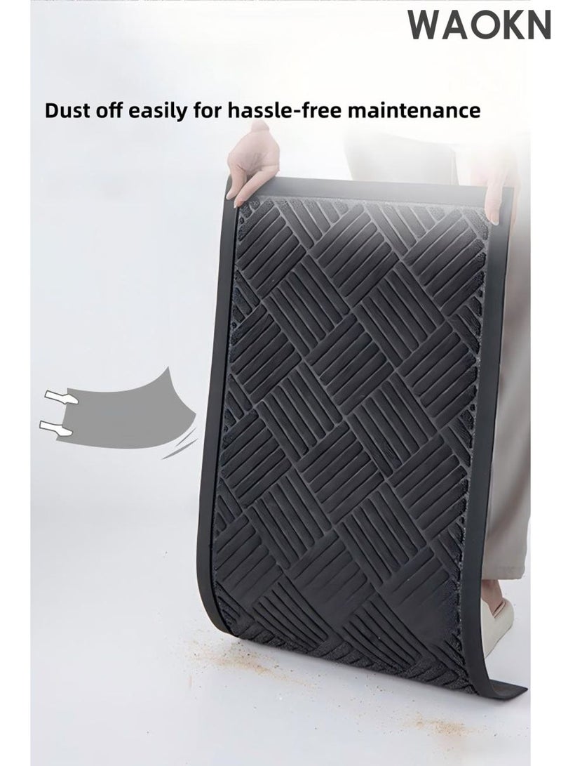 WAOKN Outdoor Door Mats , Entry Mat Carpet with Rubber Anti-Slip Footpads , Dirt Trapping Rugs for Entryway , Scraping sand and dust, resistant to dirt and wear, quick drying with water absorption ,Grey ,90cm*60cm . - Image 4
