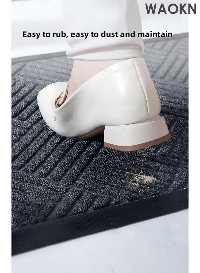 WAOKN Outdoor Door Mats , Entry Mat Carpet with Rubber Anti-Slip Footpads , Dirt Trapping Rugs for Entryway , Scraping sand and dust, resistant to dirt and wear, quick drying with water absorption ,Grey ,90cm*60cm . - Image 5