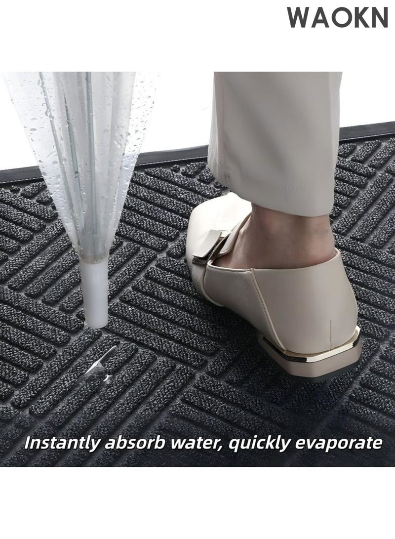 WAOKN Outdoor Door Mats , Entry Mat Carpet with Rubber Anti-Slip Footpads , Dirt Trapping Rugs for Entryway , Scraping sand and dust, resistant to dirt and wear, quick drying with water absorption ,Grey ,90cm*60cm . - Image 2