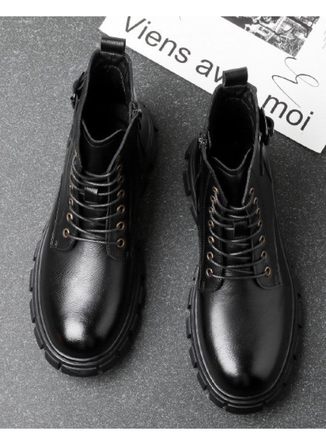 Fapai Spring And Autumn Popular Men's Martin Boots Lace-up Men's Boots High-top British Retro Trend Casual Boots Fashion Comfortable Men's Shoes - Image 1