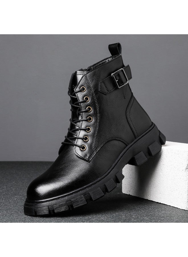 Fapai Spring And Autumn Popular Men's Martin Boots Lace-up Men's Boots High-top British Retro Trend Casual Boots Fashion Comfortable Men's Shoes - Image 2