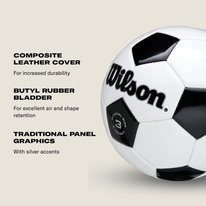 WILSON Traditional Soccer Ball - Size 3, Black/White - Image 4